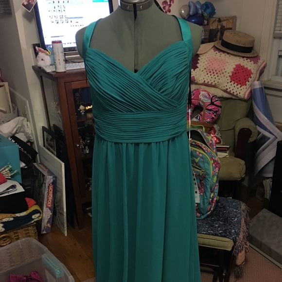 Dresses & Skirts - NWT Full-Length Teal Chiffon Gown Sz 14